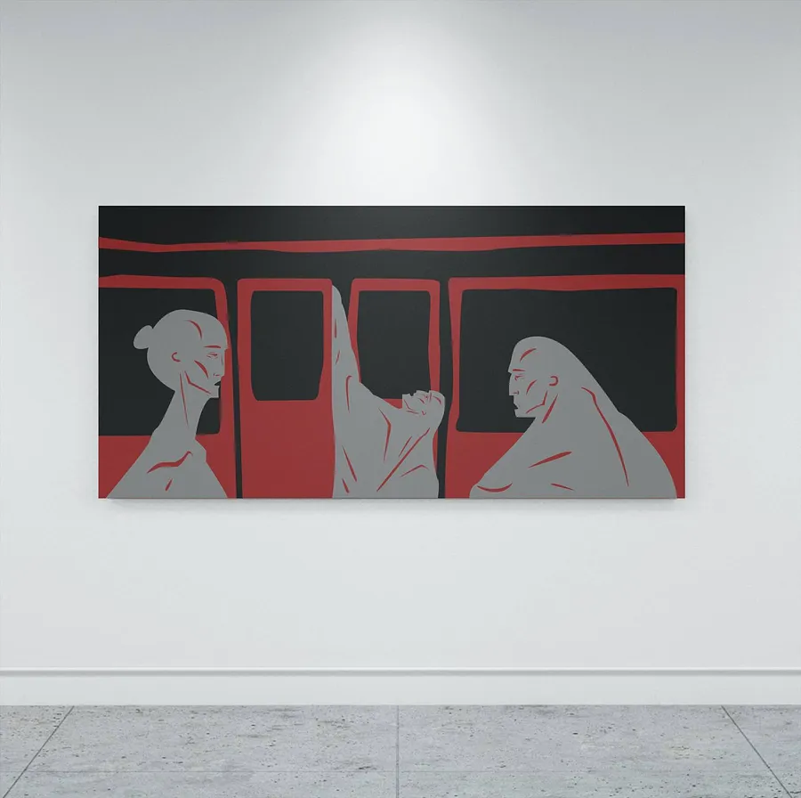 Image of The situation in the subway by ARTUR SOLETSKYI, size: 200 × 100 cm, made of Canvas, Painting medium, part of the 2025 series, priced at $3460